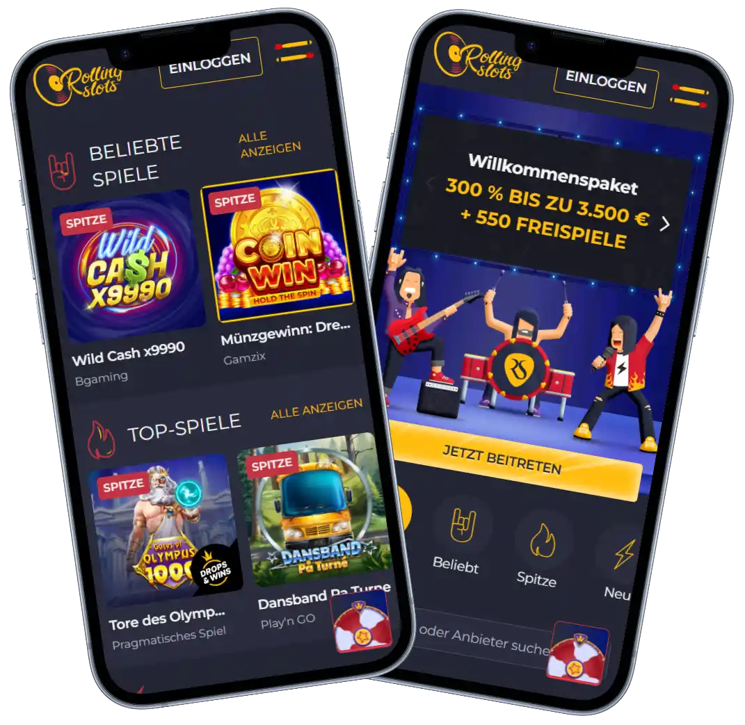 Rolling Slots Casino mit Bonusaktionen und Slot-Spielen